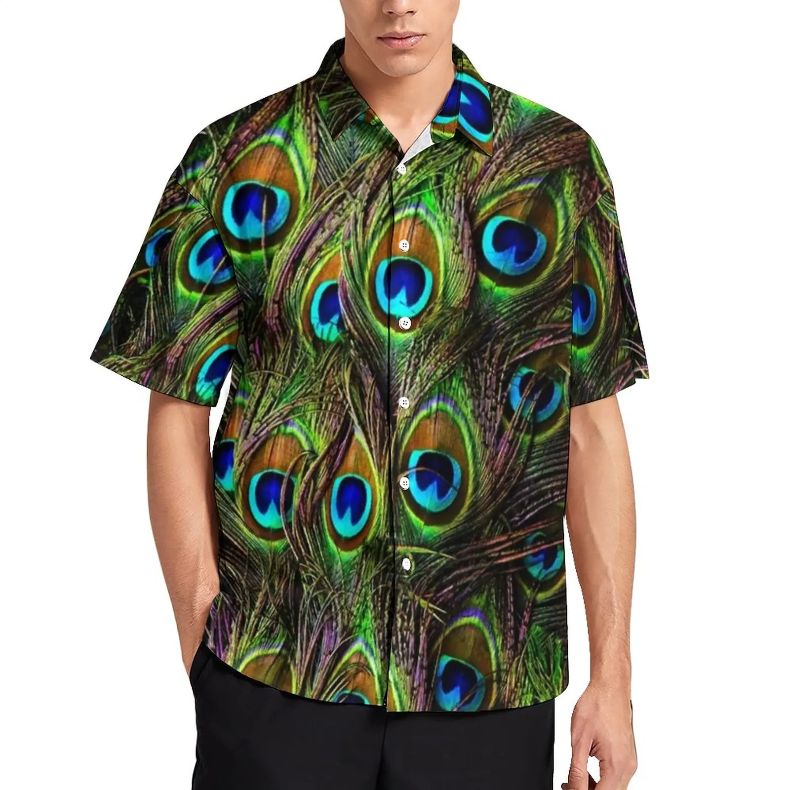 Peacock Feathers Blouses Men Colorful Print Casual Shirts Summer Short-Sleeved Custom Novelty Oversize Beach Shirt Gift
Peacock Feathers Blouses Men Colorful Print Casual Shirts Summer Short-Sleeved Custom Novelty Oversize Beach Shirt Gift