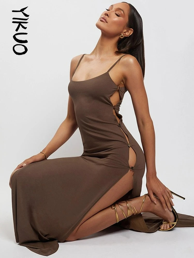 YIKUO 2022 New Women Brown Midi Dress Summer Fashion Button Patchwork Slit Bodycon Dress Sexy Festival Club Party Sundress
YIKUO 2022 New Women Brown Midi Dress Summer Fashion Button Patchwork Slit Bodycon Dress Sexy Festival Club Party Sundress