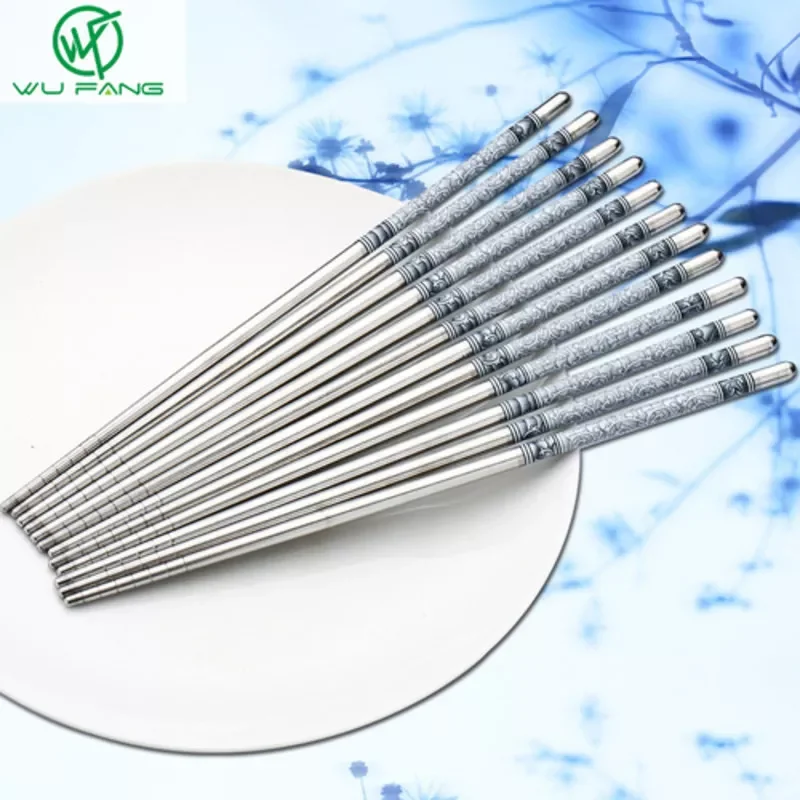 1 Pair/5 Pairs Traditional Chinese Blue and White Porcelain Kitchen Chopsticks Set Durable Cutlery Stainless Steel Chopsticks
1 Pair/5 Pairs Traditional Chinese Blue and White Porcelain Kitchen Chopsticks Set Durable Cutlery Stainless Steel Chopsticks
