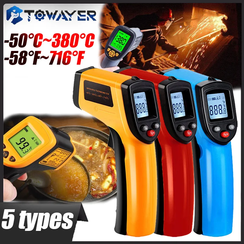 Towayer Digital Thermometer Infrared Non-Contact Temperature Meter Pyrometer LCD Display IR Laser Point Gun -50~380 Degree
Towayer Digital Thermometer Infrared Non-Contact Temperature Meter Pyrometer LCD Display IR Laser Point Gun -50~380 Degree