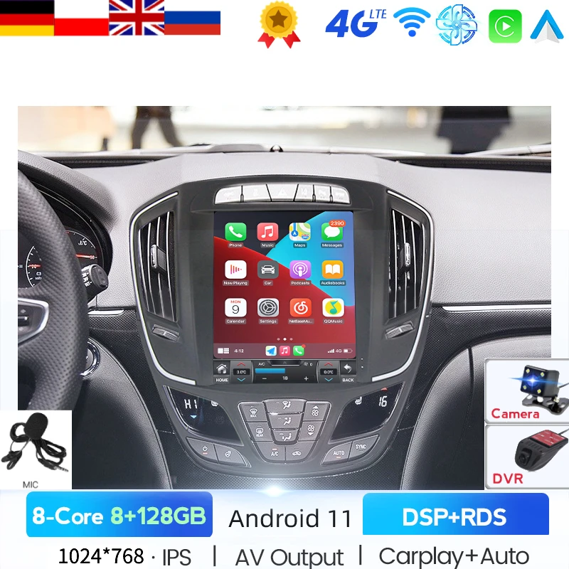 Автомобильный Dvd-плеер 6G + 128G Android 11 для OPEL INSIGNIA 2014-2018 Автомагнитола Tesla Gps стерео