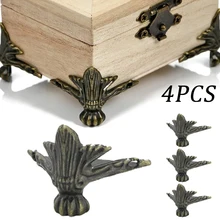 4PCS Antique Corner Protector Brass Jewelry Chest Box Wooden Case Decorative Feet Leg Metal Corner Protector Hardware Bracket