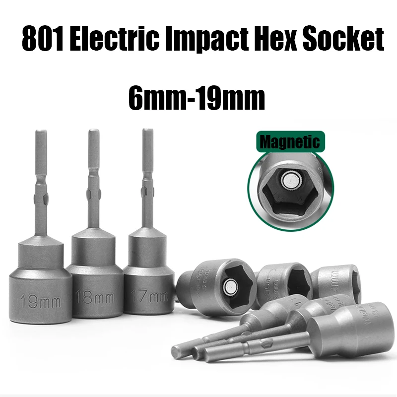 5PCS 6mm-19mm 801 Electric Impact Hex Socket 5mm Round Shank Magnetic Nut Screwdriver Driver Drill Bit Adapter Impact Socket
5PCS 6mm-19mm 801 Electric Impact Hex Socket 5mm Round Shank Magnetic Nut Screwdriver Driver Drill Bit Adapter Impact Socket