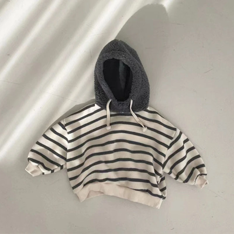 Toddler Baby Boy Girl Hooded Sweatshirt Autumn New Casual Striped Plus Velvet Hoodie for Infants Cotton Loose Kids Girls Clothes
Toddler Baby Boy Girl Hooded Sweatshirt Autumn New Casual Striped Plus Velvet Hoodie for Infants Cotton Loose Kids Girls Clothes