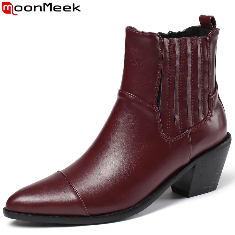 Женские ботинки челси без шнуровки MoonMeek, зимние ботинки из искусственной кожи на толстом высоком каблуке, с острым носком, размеры 34-46, 2023
Женские ботинки челси без шнуровки MoonMeek, зимние ботинки из искусственной кожи на толстом высоком каблуке, с острым носком, размеры 34-46, 2023