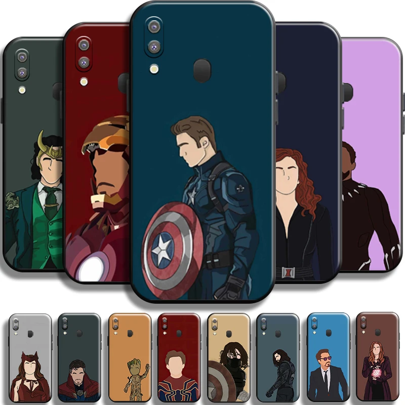 

Marvel Cartoon Comics For Samsung Galaxy M20 Phone Case Shockproof Back Cover Shell Carcasa Liquid Silicon Black Coque