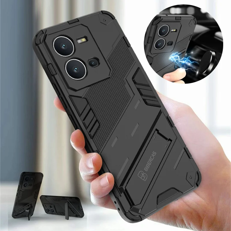 

For Vivo V25 5G Case Shockproof Silicone Bumper Armor Phone Cases For Vivo V25 e V 25 V25e vivov25 Magnetic Holder Stand Cover