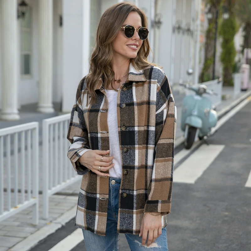 Women Mid-Length Plaid T-Shirt Big Pocket Loose Lapel INS Hot Sale Tops 2021 Woman Casual Vintage Clothing Oversize Streetwear
Women Mid-Length Plaid T-Shirt Big Pocket Loose Lapel INS Hot Sale Tops 2021 Woman Casual Vintage Clothing Oversize Streetwear