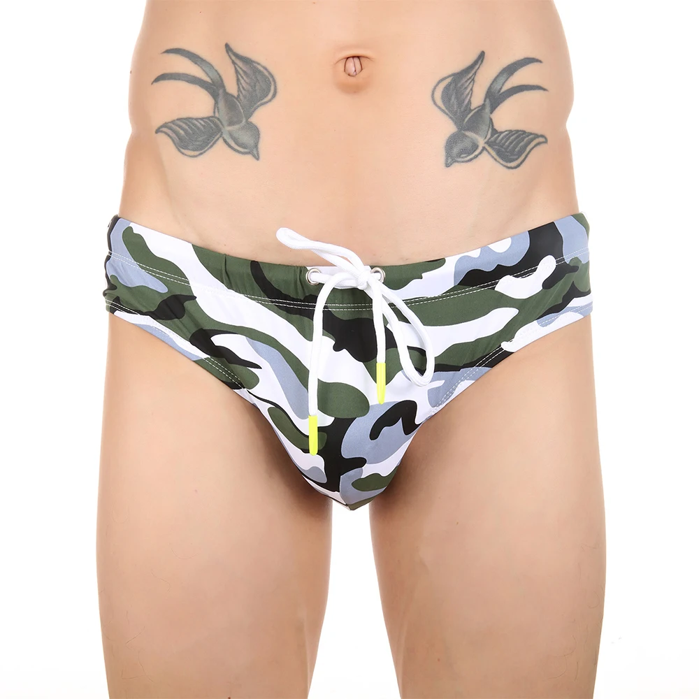 Swimwear Mens Sexy Swimming Trunks With Pad Camouflge Swim Briefs Bikini Male Surfing Boad Underwear Lace-up Bathings Suit
Swimwear Mens Sexy Swimming Trunks With Pad Camouflge Swim Briefs Bikini Male Surfing Boad Underwear Lace-up Bathings Suit