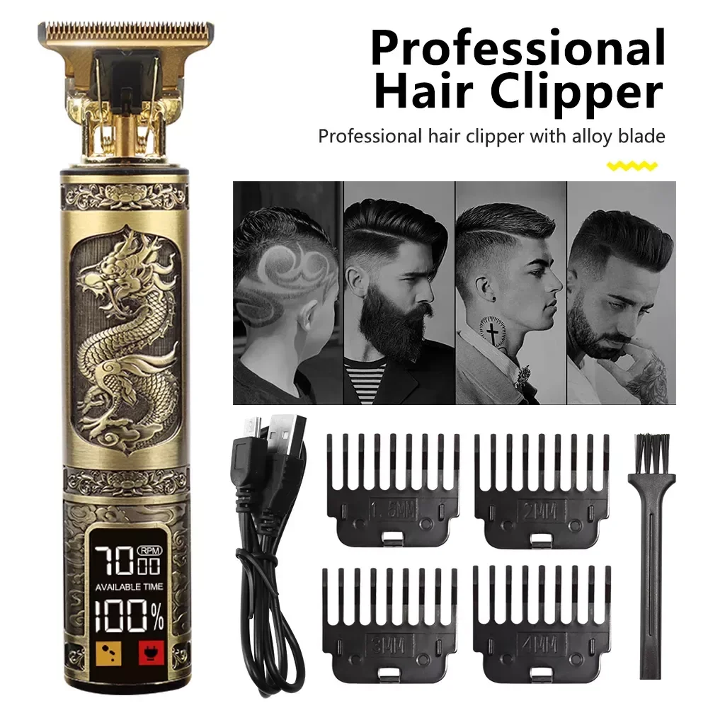 

NEW2023 USB rechargeable Hair Trimmer barber LCD Hair Clipper Machine hair cutting Beard Trimmer for Men haircut Styling tool