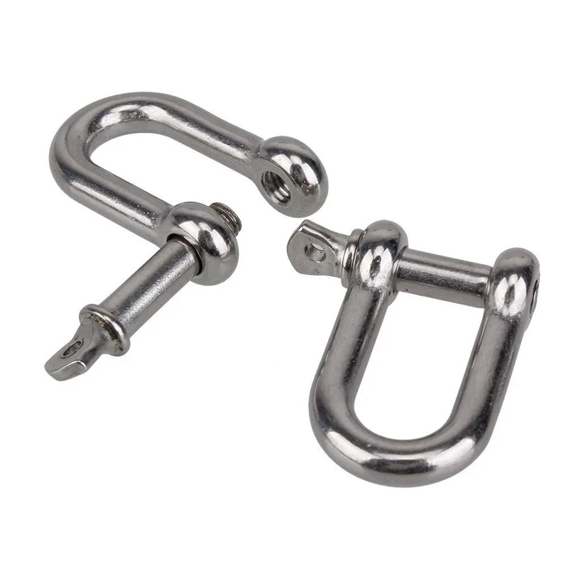 

2PCS Boat 304 Stainless Steel M10 D Type Key Pin Shackle Safety Dee Screw Connecting Ring Marine Hardware Rigging