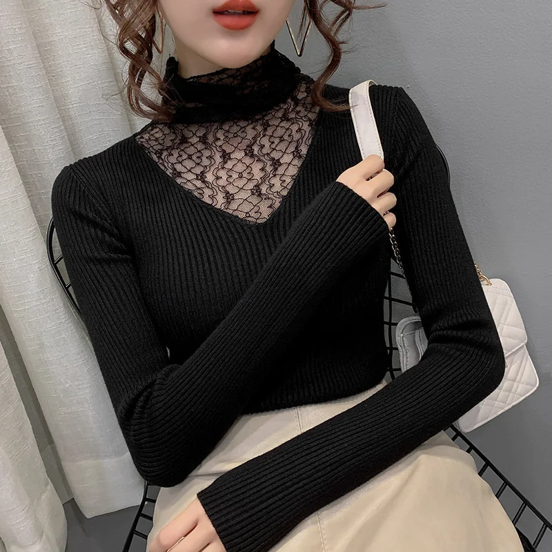 Knitted Sweater Women's Lace High Collar Underlay With 2022 Autumn And Winter New Fashionable Long Sleeve Shirt QEK4
Knitted Sweater Women's Lace High Collar Underlay With 2022 Autumn And Winter New Fashionable Long Sleeve Shirt QEK4