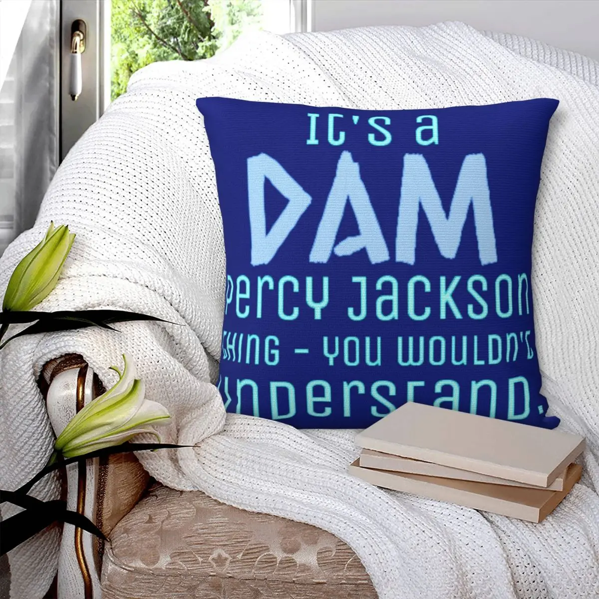 Квадратная наволочка для подушки It's A Dam Percy Jackson из полиэстера комфортная дома