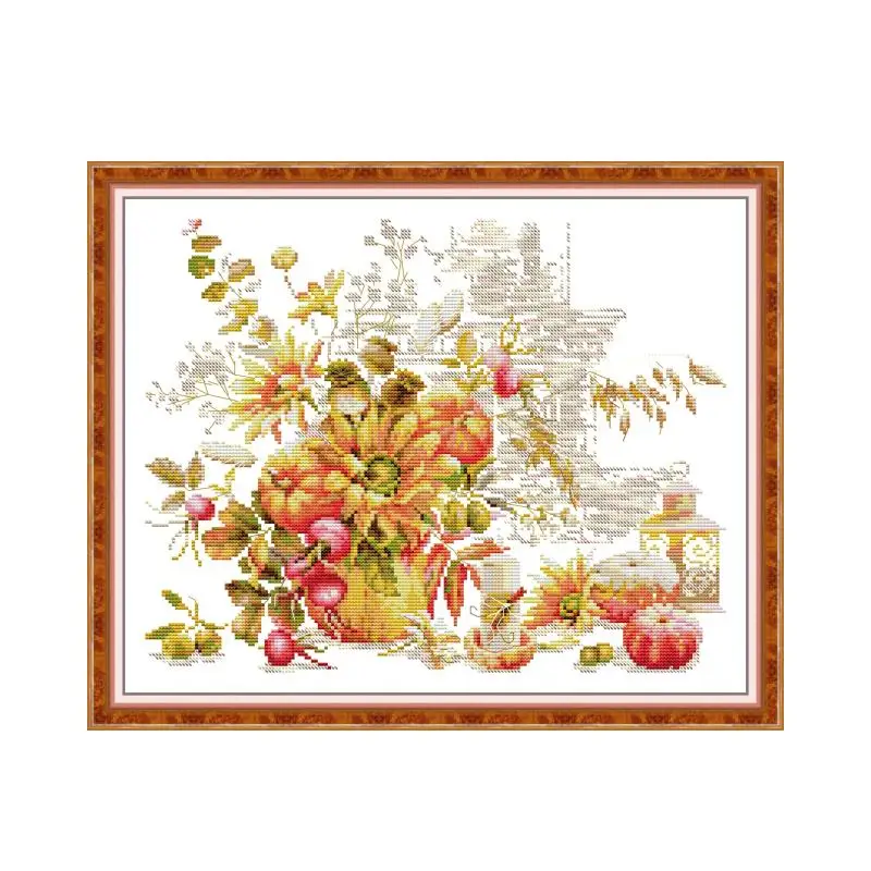 

Autumn Scene Still Life Patterns Counted DIY Wholesale 11CT 14CT Stamped Cross Stitch Sits Embroidery Kits Needlework Home Decor