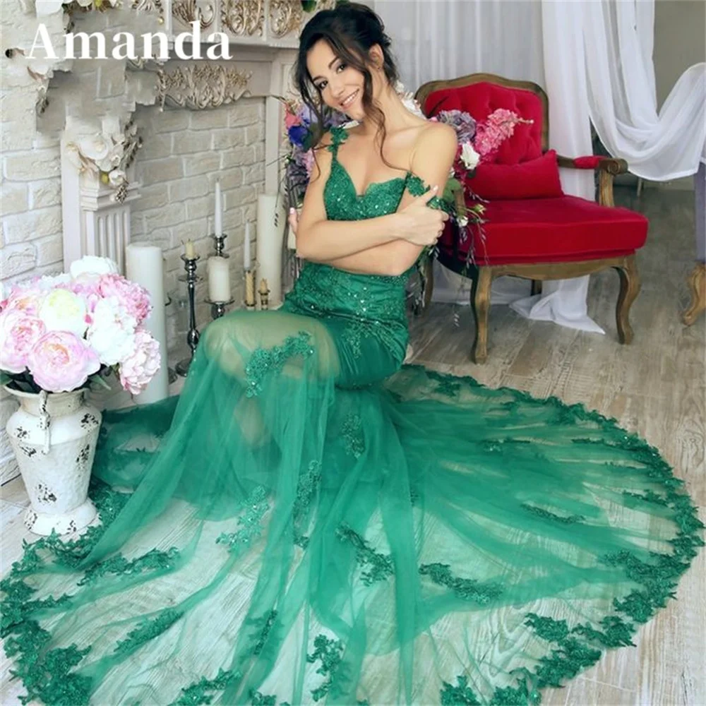 Романтичное зеленое платье-Русалка Amanda для выпускного вечера 2023, пикантные прозрачные платья со шлейфом, кружевные вышитые тюлевые нитки
Романтичное зеленое платье-Русалка Amanda для выпускного вечера 2023, пикантные прозрачные платья со шлейфом, кружевные вышитые тюлевые нитки