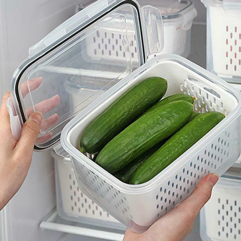 Kitchen Fridge Organizer Storage Box W/Lid Food Storage Box Crisper Vegetable And Fruit Drainer Basket Fresh-Keeping Organizer
Kitchen Fridge Organizer Storage Box W/Lid Food Storage Box Crisper Vegetable And Fruit Drainer Basket Fresh-Keeping Organizer