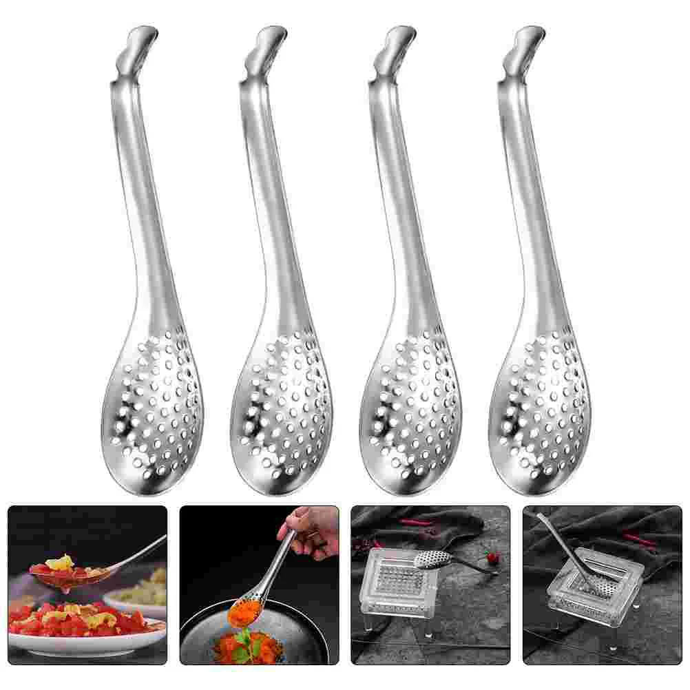 

4 Pcs Caviar Colander Household Spoons Multipurpose Filter Slotted Scoops Stainless Steel Colanders Food