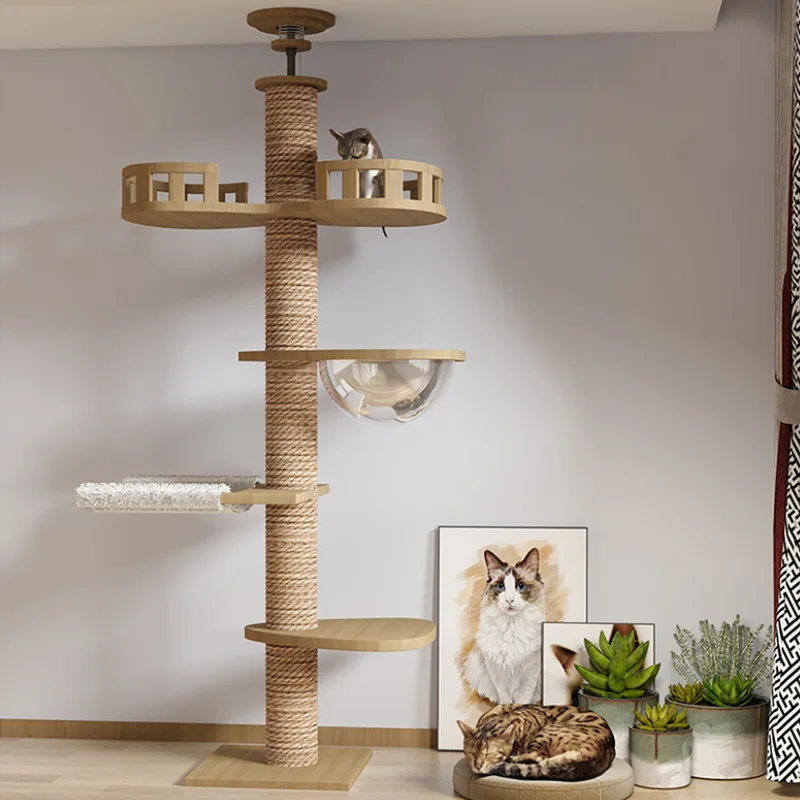 

Когтеточка для кошек, роскошная рама для скалолазания, настенная игрушка из массива дерева, большая прыгающая платформа, скребок для кошек, ...