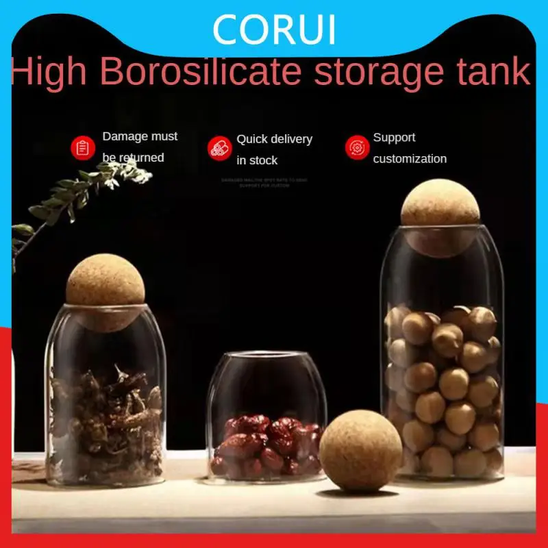 

Glass Food Bottle Container Tea Cans For Tea Coffee Cereals Candy Bean Nut Sealed Jar Storage Tanks Can With Ball Cork Lid