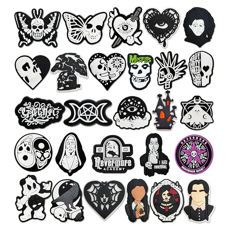 Black and White Shoe Pendants Gothic Style Designer Shoes Accesories Cartoon Shoe Charms Croc Jitbitz Ornaments for Shoes Charm
Black and White Shoe Pendants Gothic Style Designer Shoes Accesories Cartoon Shoe Charms Croc Jitbitz Ornaments for Shoes Charm