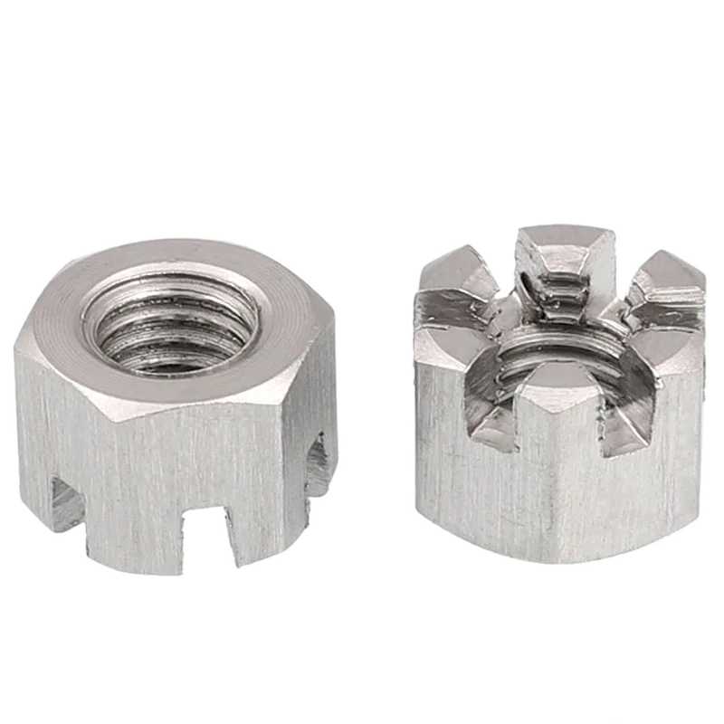 

5/2pcs Connecting Rod Wheel Axle Hub Slotted Castle Nut Groove Hexagon Nut A2 304 Stainless Steel GB6181 M6 M8 M10 M12 M14 M16