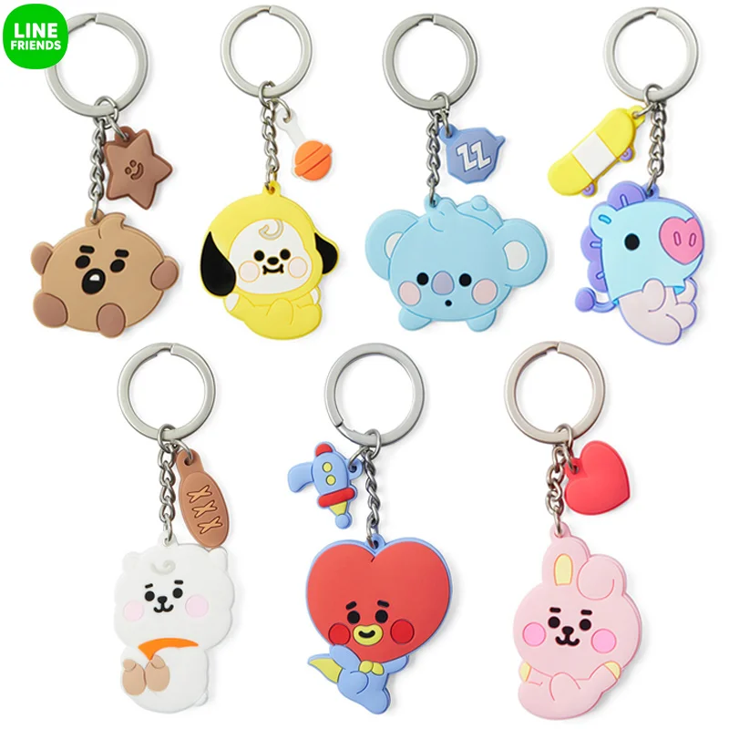 

Line Friends BT21 BTS Key Chain RJ KOYA CHIMMY TATA SHOOKY COOKY Silicone Keychain Cartoon Anime Cute Pendant Keychains Kawaii