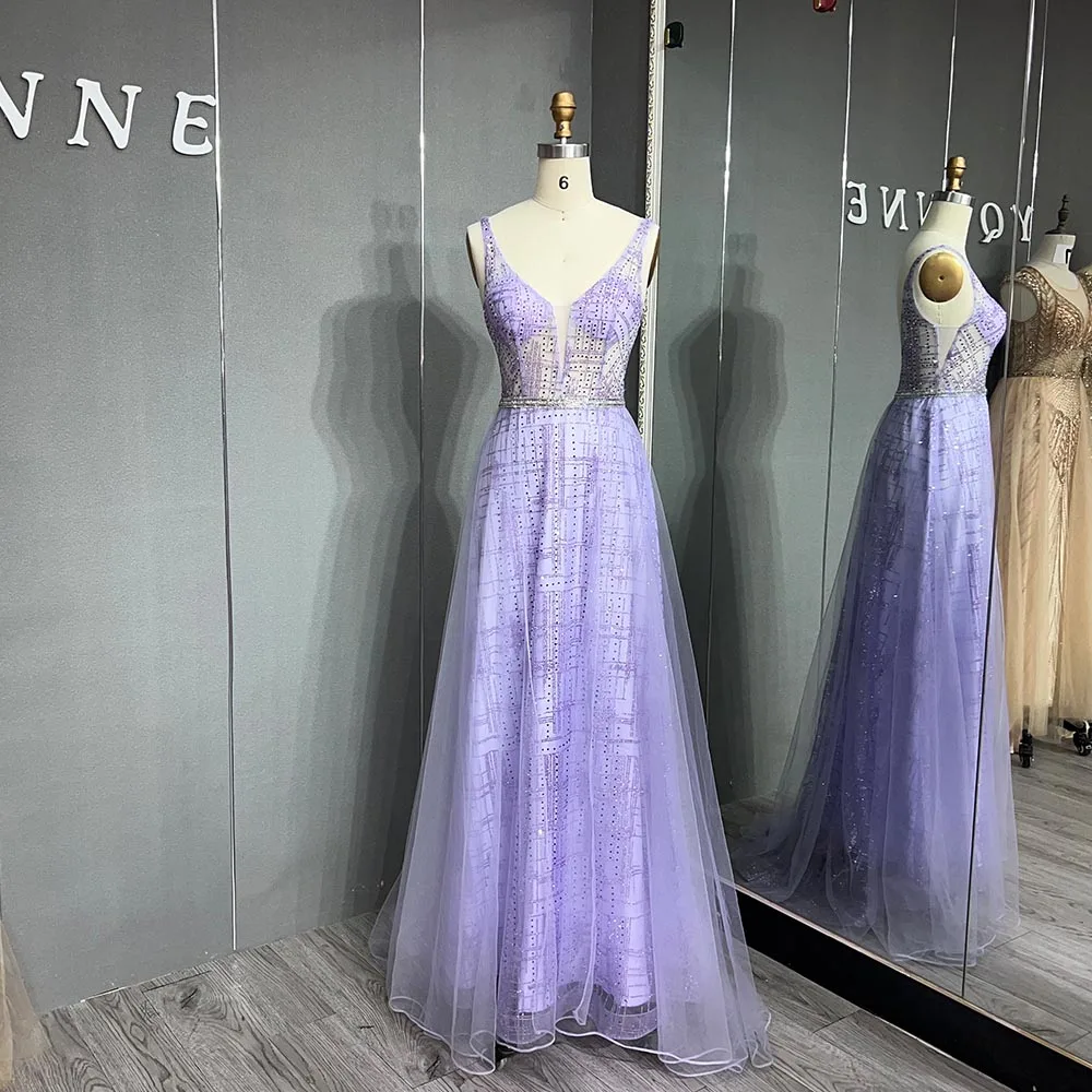 New Arrival Sexy Lilac Long Prom Dresses V Neck Tulle Sequined Beaded Backless Formal Party Gowns
New Arrival Sexy Lilac Long Prom Dresses V Neck Tulle Sequined Beaded Backless Formal Party Gowns