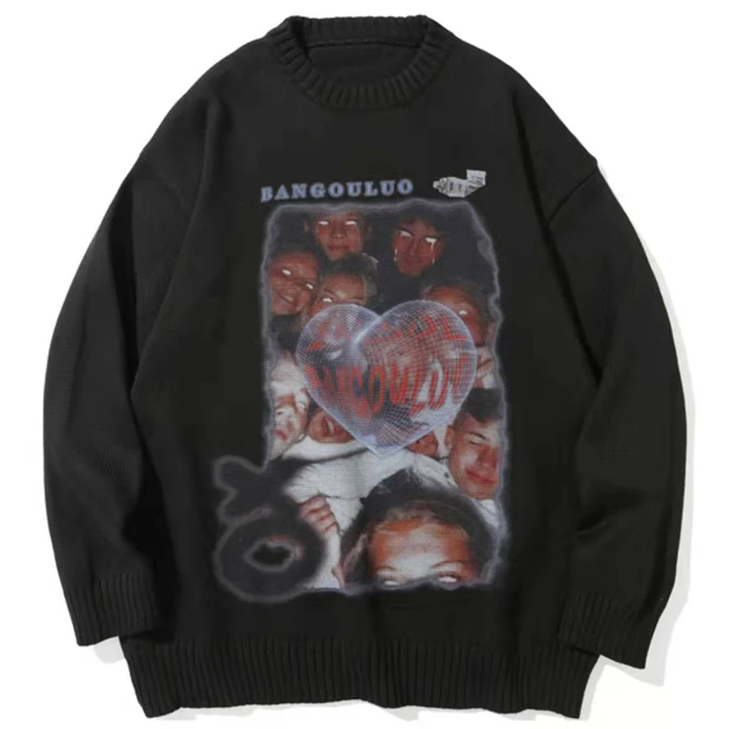 2021 Autumn Hip Hop Streetwear Retro Vintage Sweater Men Gothic Cotton Pullover Couples Loose Harajuku Women Knitted Sweater
2021 Autumn Hip Hop Streetwear Retro Vintage Sweater Men Gothic Cotton Pullover Couples Loose Harajuku Women Knitted Sweater