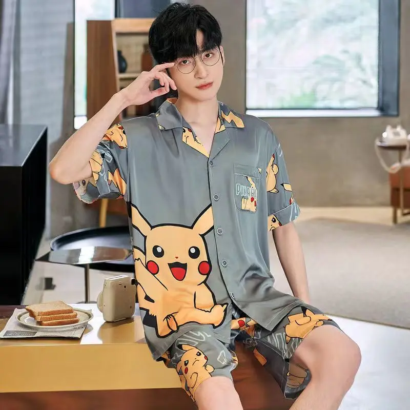 Size Home Summer Men Clothing Sleeved Thin 4XL Pajamas Set Short Dinosaur Ice Silk New Printed One Pijama Large Sleepwear Piece 
Size Home Summer Men Clothing Sleeved Thin 4XL Pajamas Set Short Dinosaur Ice Silk New Printed One Pijama Large Sleepwear Piece