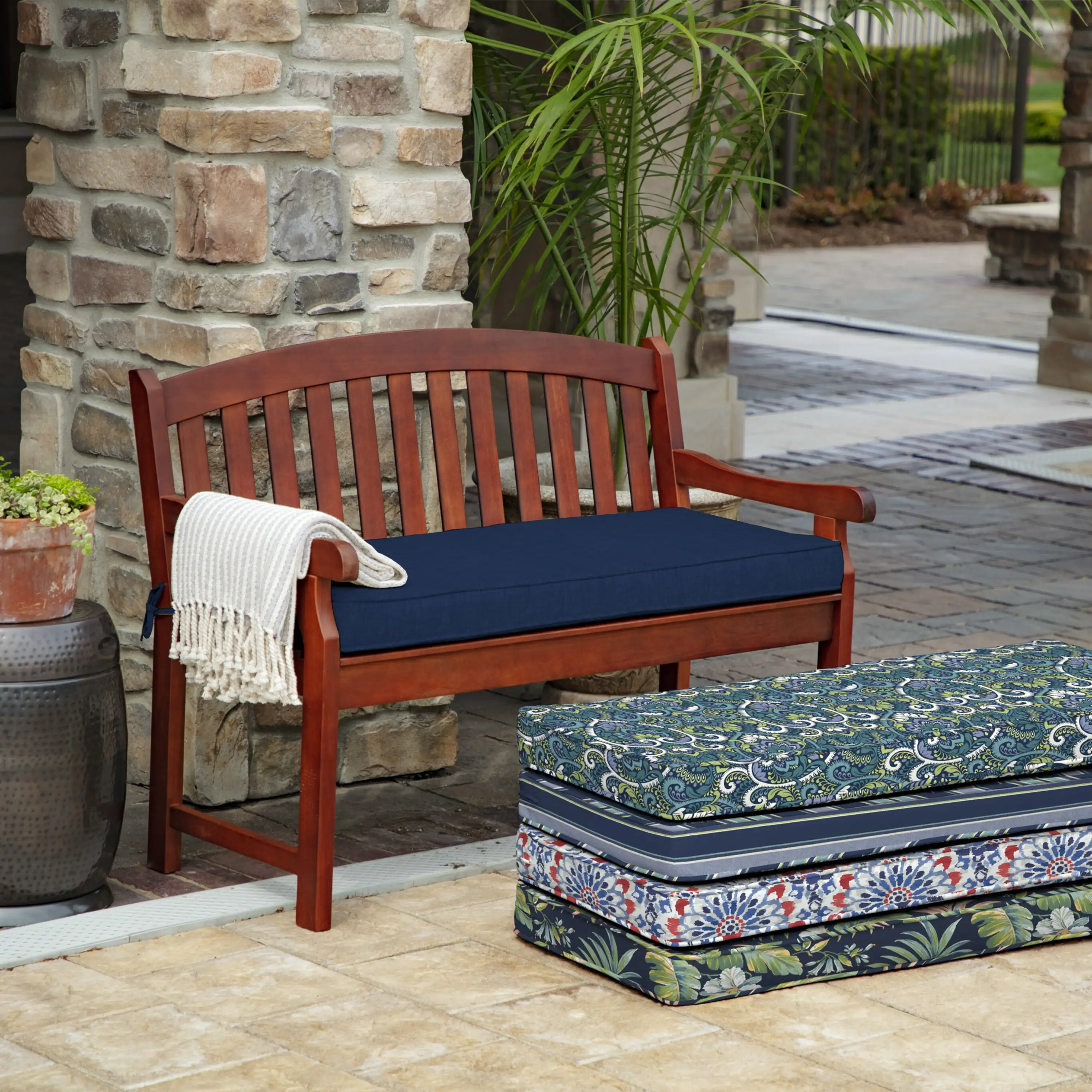 

Arden Selections ProFoam Essentials Outdoor Bench Cushion 18 x 46, Sapphire Blue Leala