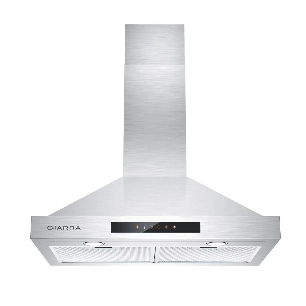 

Wall Mount Range Hood 30 in 450 CFM Kitchen Hood in Stainless Steel Ducted and Ductless Convertible Kitchen Suction Hoods Major