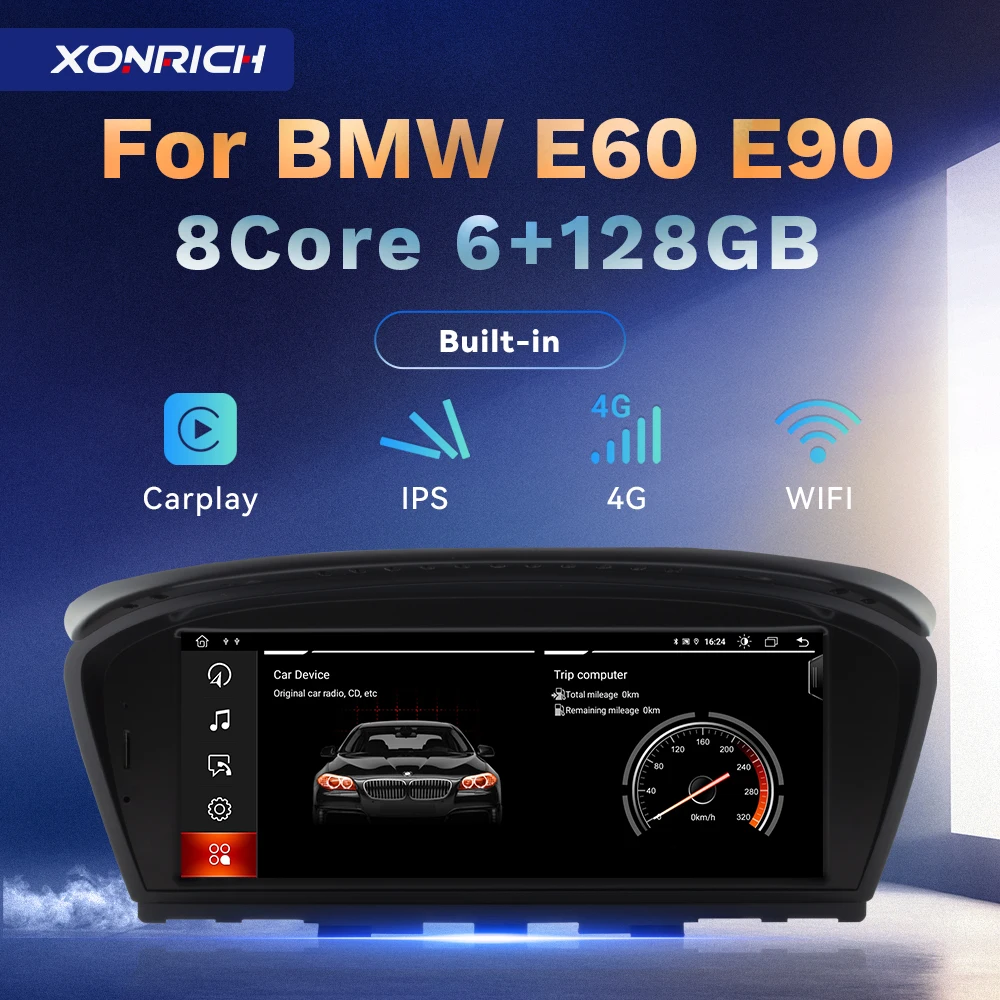 Автомобильный радиоприемник 6G 128G CarPlay Android 11 для BMW 5 серии E60 E61 E63 E64 E90 E91 E92 E93 CCC CIC