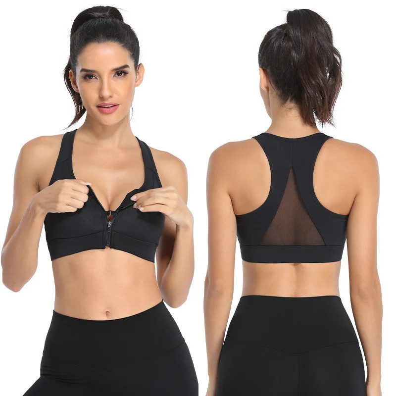 Fitness Women Sports Bra Front Zipper Plus Size Back Mesh Gym Run Yoga Vest Crop Top Breathable Quick-drying Removable Chest Pad 
Fitness Women Sports Bra Front Zipper Plus Size Back Mesh Gym Run Yoga Vest Crop Top Breathable Quick-drying Removable Chest Pad