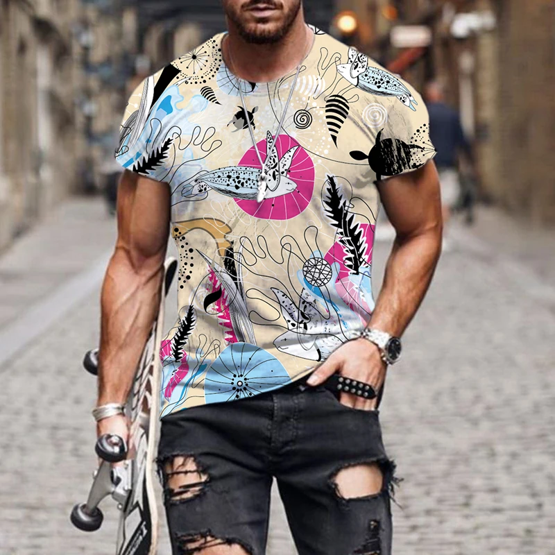 Colorful plant and animal series pattern men's T-shirt men's casual summer fashion 3D T-Shirts O-neck shirt plus size streetwear
Colorful plant and animal series pattern men's T-shirt men's casual summer fashion 3D T-Shirts O-neck shirt plus size streetwear
