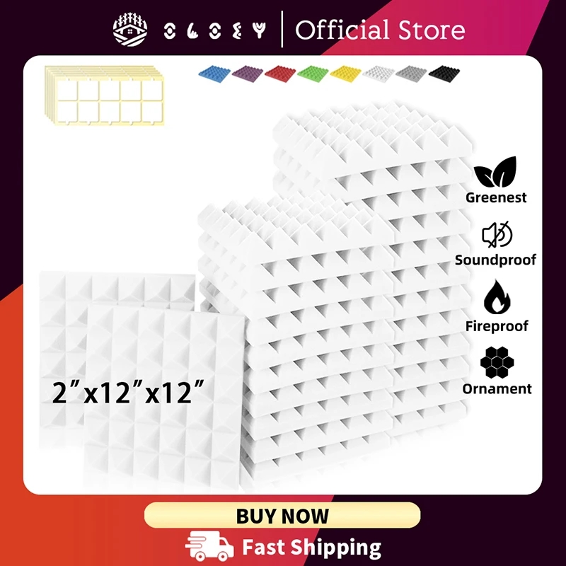 Studio Acoustic Foam Panels White Pyramid 6/12/24 Pcs Sound Proof for Wall and Ceiling Sound Insulation Treatment Sponge Pad
Studio Acoustic Foam Panels White Pyramid 6/12/24 Pcs Sound Proof for Wall and Ceiling Sound Insulation Treatment Sponge Pad