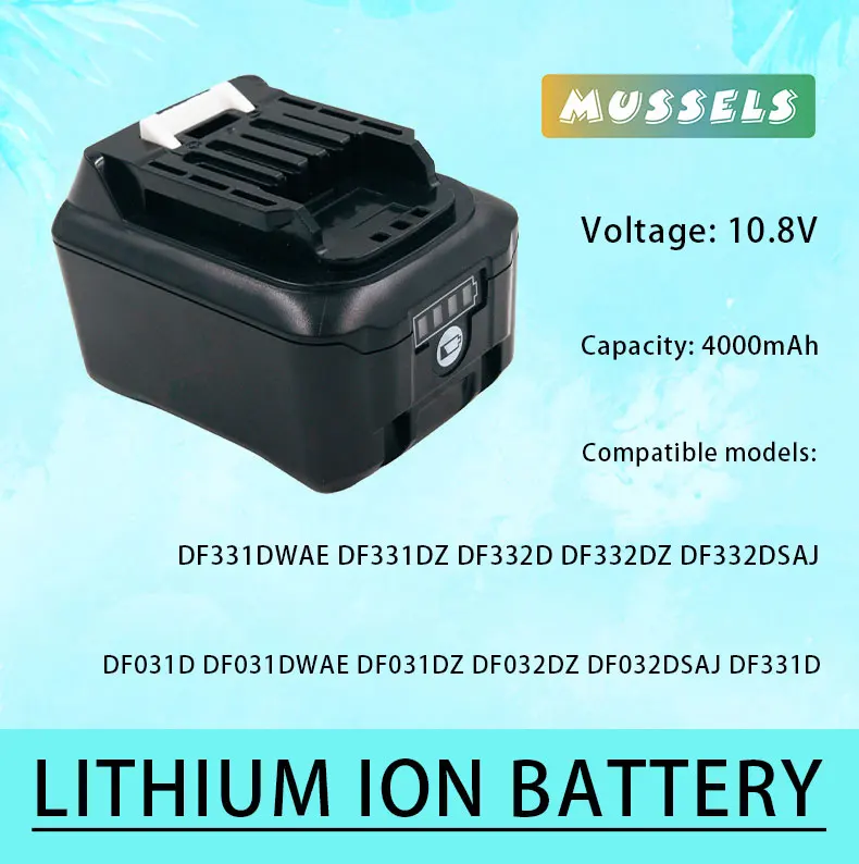Литий-ионный аккумулятор BL1040 BL1040B 10,8 В 4000 мАч для электроинструмента, перезаряжаемая батарея для Makita BL1015 BL1020B BL1041 BL1016 BL1041B DF031D
Литий-ионный аккумулятор BL1040 BL1040B 10,8 В 4000 мАч для электроинструмента, перезаряжаемая батарея для Makita BL1015 BL1020B BL1041 BL1016 BL1041B DF031D