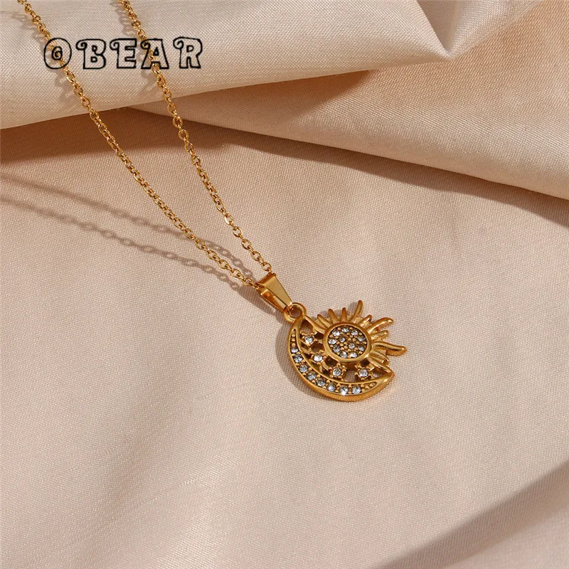 Fashion Popular Simple Sun Moon Zircon Pendant Necklace for Women Stainless Steel 18k Gold Plated Jewelry
Fashion Popular Simple Sun Moon Zircon Pendant Necklace for Women Stainless Steel 18k Gold Plated Jewelry