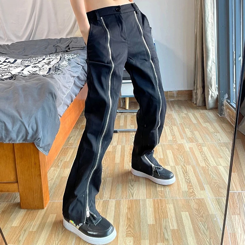 Spring Heavy Double Zipper Black Trousers Men's Personality Design Trend Split Loose Straight Casual Trousers Men Cargo Pants
Spring Heavy Double Zipper Black Trousers Men's Personality Design Trend Split Loose Straight Casual Trousers Men Cargo Pants