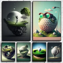 Classic Abstract Art Golf Course Ball Removable Canvas Poster Aesthetics Room Wall Cartoon Decoration Bar cafe Living Picture