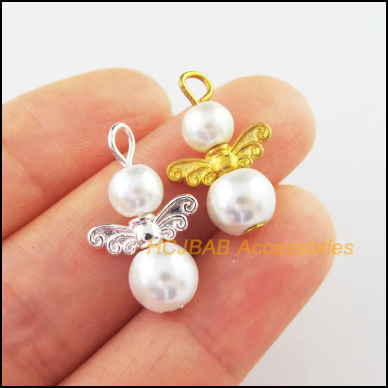 20 New Angel Charms Retro Gold Silver Plated White Ball Beads Pendants 14x22mm 
20 New Angel Charms Retro Gold Silver Plated White Ball Beads Pendants 14x22mm