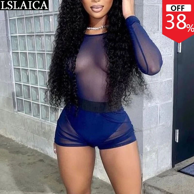 Ensemble Jogging Femme Long Sleeve Blouses&Shorts Blue Mesh See Through Sexy Club Outfits For Women 2 Piece Sets Party Summer
Ensemble Jogging Femme Long Sleeve Blouses&Shorts Blue Mesh See Through Sexy Club Outfits For Women 2 Piece Sets Party Summer
