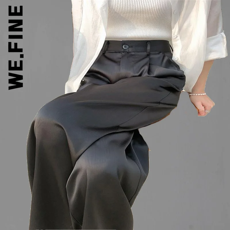 We.Fine 2022 Women Pants Loose Classic Black Straight High Waist Spring Summer Silk Satin Casual Korean Wide Leg Trousers Women
We.Fine 2022 Women Pants Loose Classic Black Straight High Waist Spring Summer Silk Satin Casual Korean Wide Leg Trousers Women