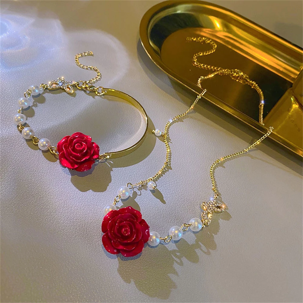 Korean Butterfly Pearl Necklace Trendy Ins Style Rose Flower Clavicle Chain Clothes Jewelry Accessories For Women Friends Gifts
Korean Butterfly Pearl Necklace Trendy Ins Style Rose Flower Clavicle Chain Clothes Jewelry Accessories For Women Friends Gifts