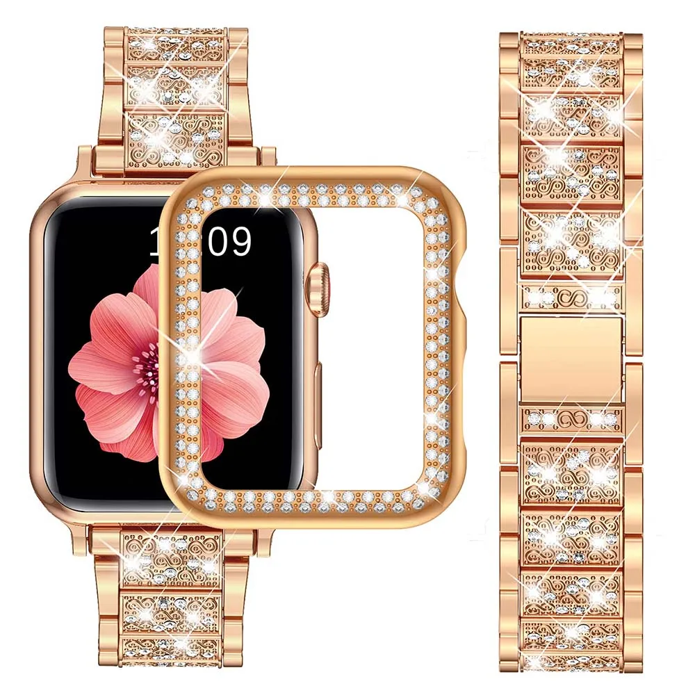 Ремешок для часов Apple Watch Band Series 7 5 4 3 2 SE, женский браслет со стразами для IWatch 6 44 мм 40 мм 42 мм 38 мм, браслет из нержавеющей стали с чехлом
Ремешок для часов Apple Watch Band Series 7 5 4 3 2 SE, женский браслет со стразами для IWatch 6 44 мм 40 мм 42 мм 38 мм, браслет из нержавеющей стали с чехлом