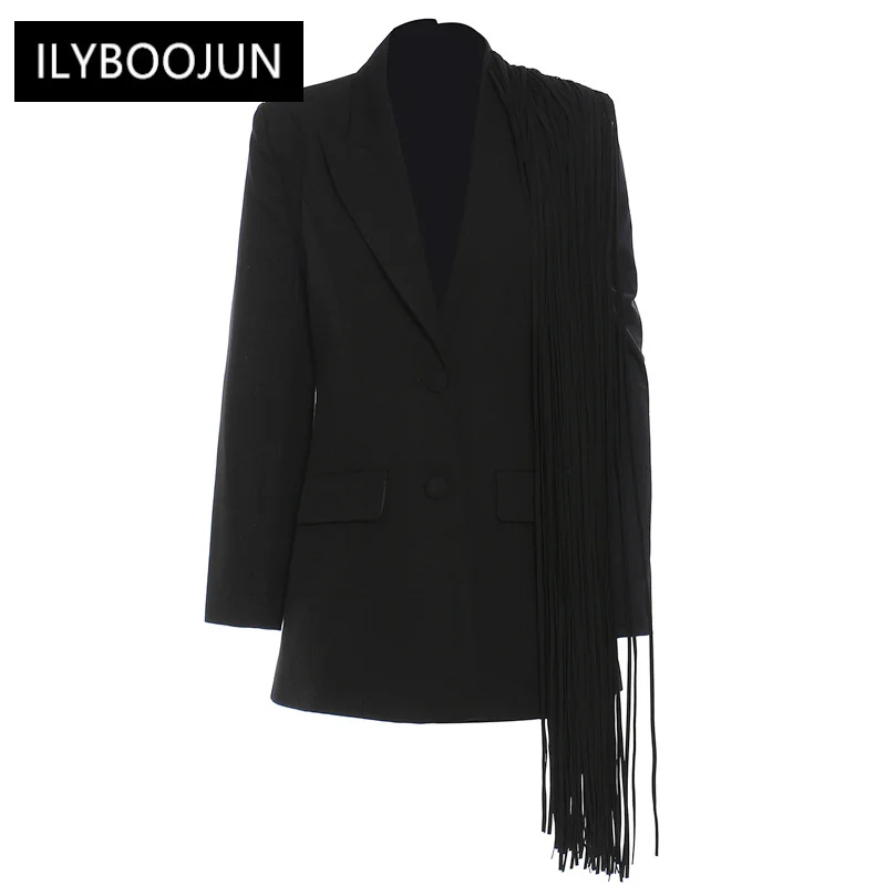 Black Blazer For Women Notched Collar Long Sleeve Patchwork Tassel Hem Solid Blazers Female Korean Fashion Clothing Runway 2023
Black Blazer For Women Notched Collar Long Sleeve Patchwork Tassel Hem Solid Blazers Female Korean Fashion Clothing Runway 2023