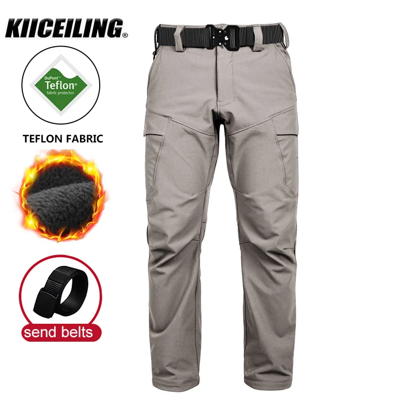 

KIICEILING K11 Winter Softshell Fleece Warm Military Tactical Pants Men's Cargo Pants Casual Army Work Duty Waterproof Trousers