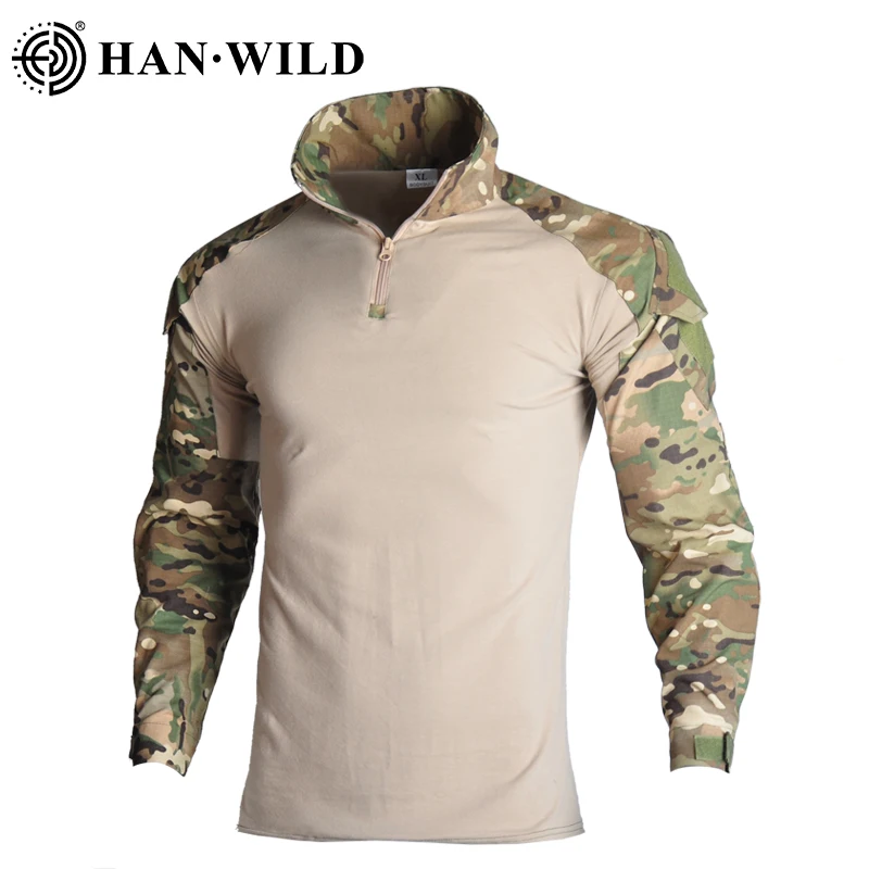 

Tactical Camouflage Softair Shirt US Army Combat Long Sleeve Military Shirts Cargo Multicam Airsoft Hiking Hunt Cotton Clothing