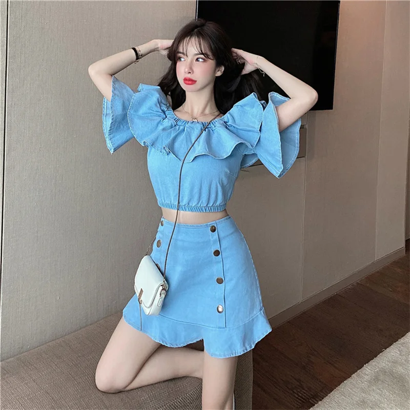 High Waist Fishtail Skirt Half-length Skirt Short Skirt Denim Skirt Suit Women Korean Style Temperament One-shoulder Short Top
High Waist Fishtail Skirt Half-length Skirt Short Skirt Denim Skirt Suit Women Korean Style Temperament One-shoulder Short Top