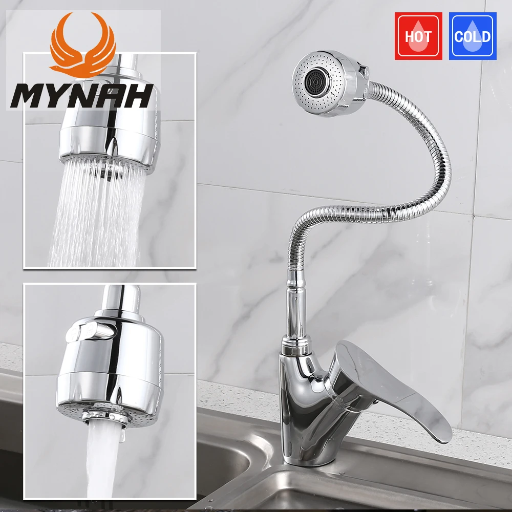 

MYNAH 360 Flexib Kitchen Faucet Two Water Outlet Models Mixer Rotatable Kitchen Sink Taps torneiras de cozinha