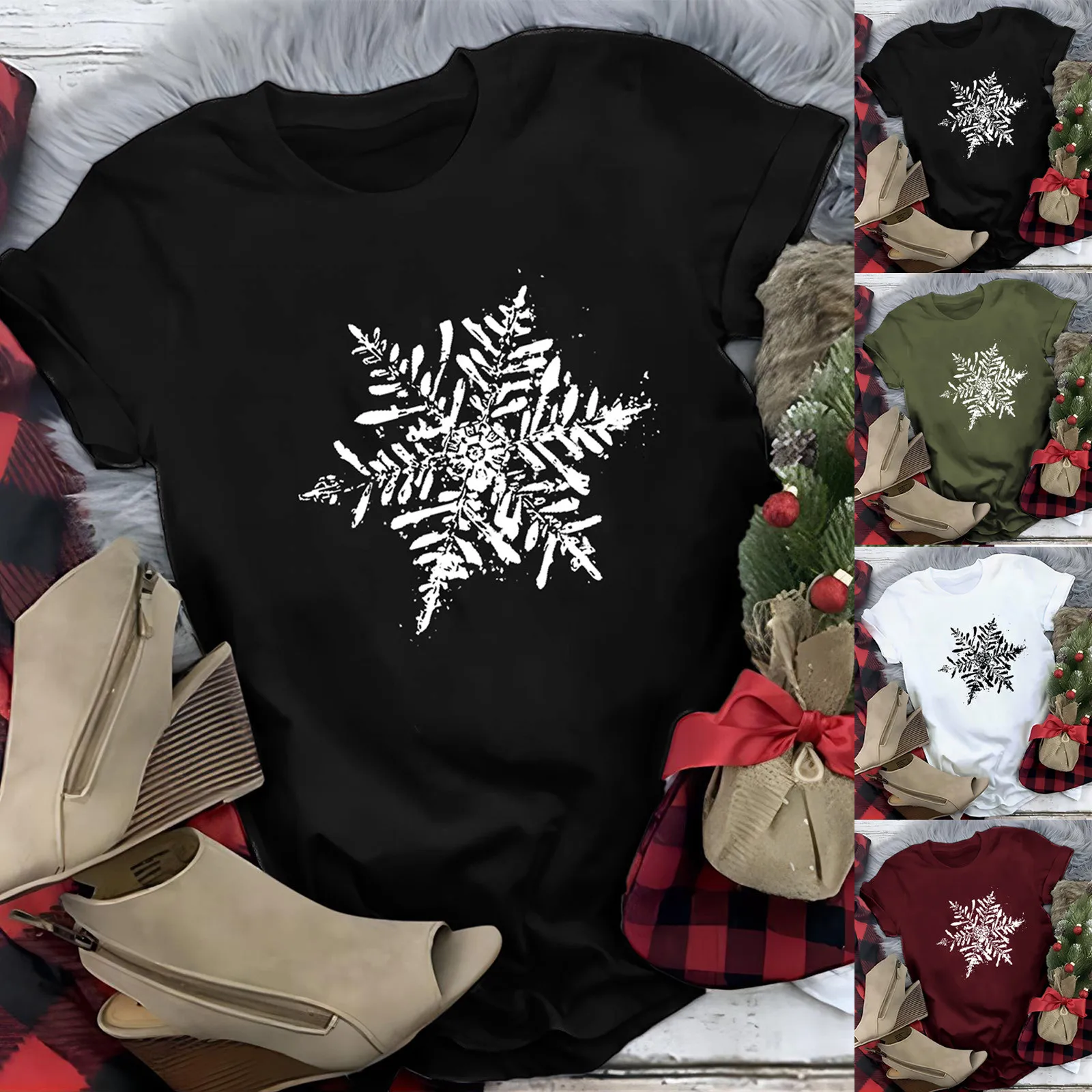 Женская Повседневная футболка с длинным рукавом и принтом снежинок
Женская Повседневная футболка с длинным рукавом и принтом снежинок